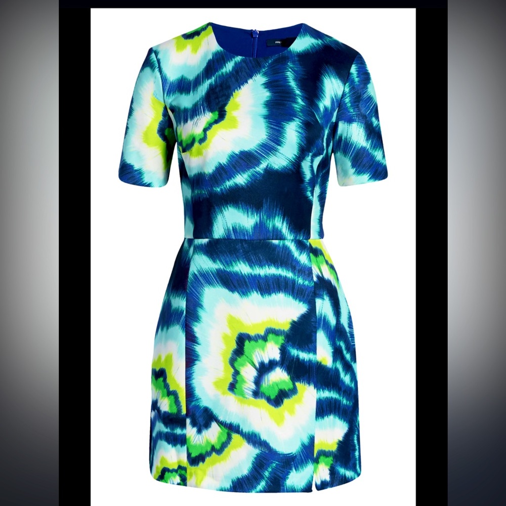 French Connection Annisa Whisper Print Minidress In Clement Blue NWT size 6